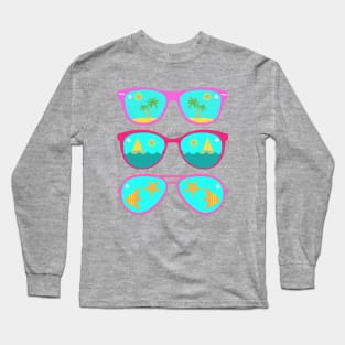 Summer Vacation Cool Beach Sunglasses Long Sleeve T-Shirt